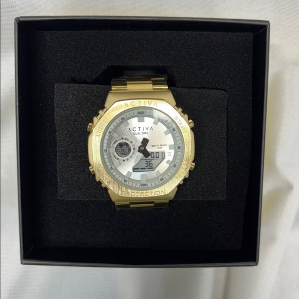 Invicta  Activa  protection gold silver light up stop watch day duel time watch